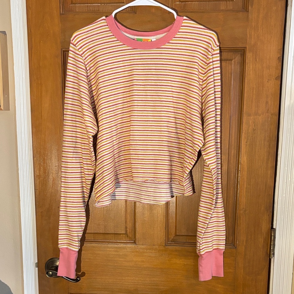 Striped Pink and White Long Sleeve Top
